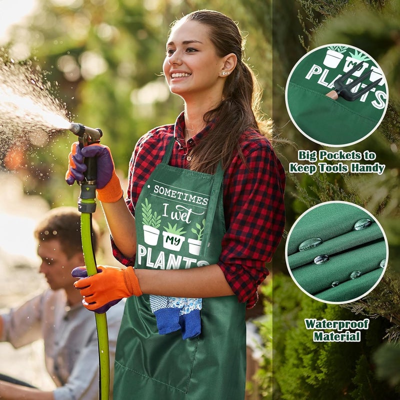 Breathffy 3 Pcs Garden Aprons for Women Funny Waterproof Gardening Aprons with Pockets Birthday Housewarming Holiday Christmas Gift for Plant Lover Gardener - Image 3